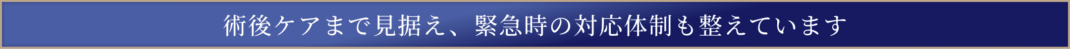 術後ケアまで見据え、緊急時の対応体制も整えています