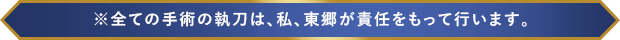 全ての手術の執刀は、私、東郷が責任をもって行います。